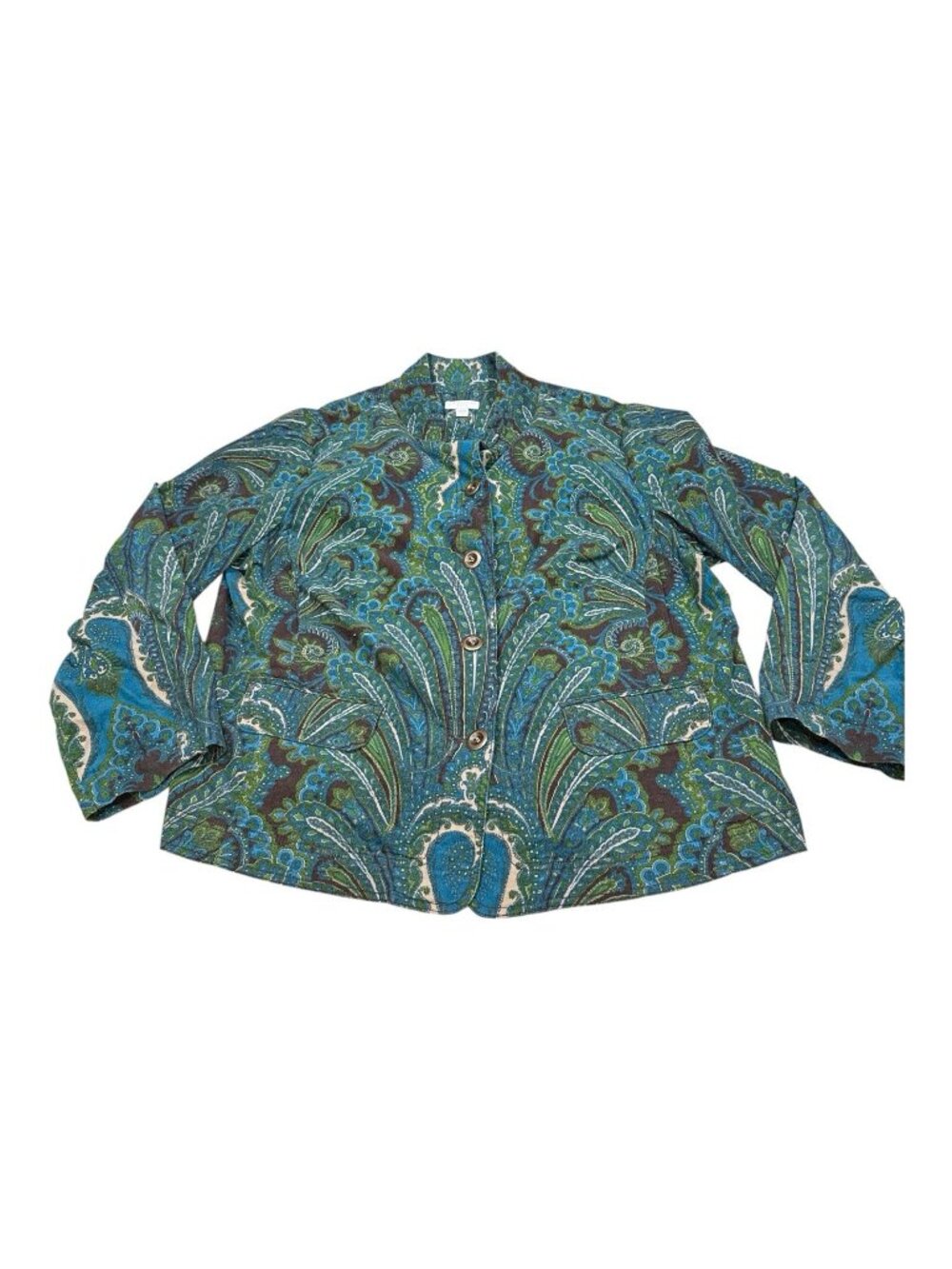 Charter Club Jacket Women 2X Floral Button Up Long Sleeve Boho Stretch Cottage